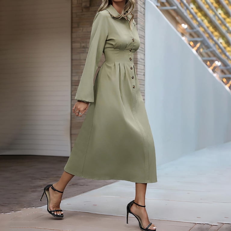 ZQUUVOU Women's Cotton Shirt Dress Collared Button Down Belted Waist Maxi Dress Solid Color Long Sleeve Office Wear Green - Walmart.com ZQUUVOU Women's Cotton Shirt Dress Collared Button Down Belted Waist Maxi Dress Solid Color Long Sleeve Office Wear Green - Walmart.com