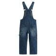 thumbnail image 2 of KIDSCOOL SPACE Kids' Denim Bib Overalls,Little Big Kids 3 Buttons Both Sides Jean Dungarees Pants,Deep Blue,6-7 Years, 2 of 7