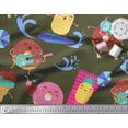 thumbnail image 2 of Soimoi Green Poly Georgette Fabric Beech & Fun Party Printed Fabric 1 Yard 52 Inch Wide, 2 of 5