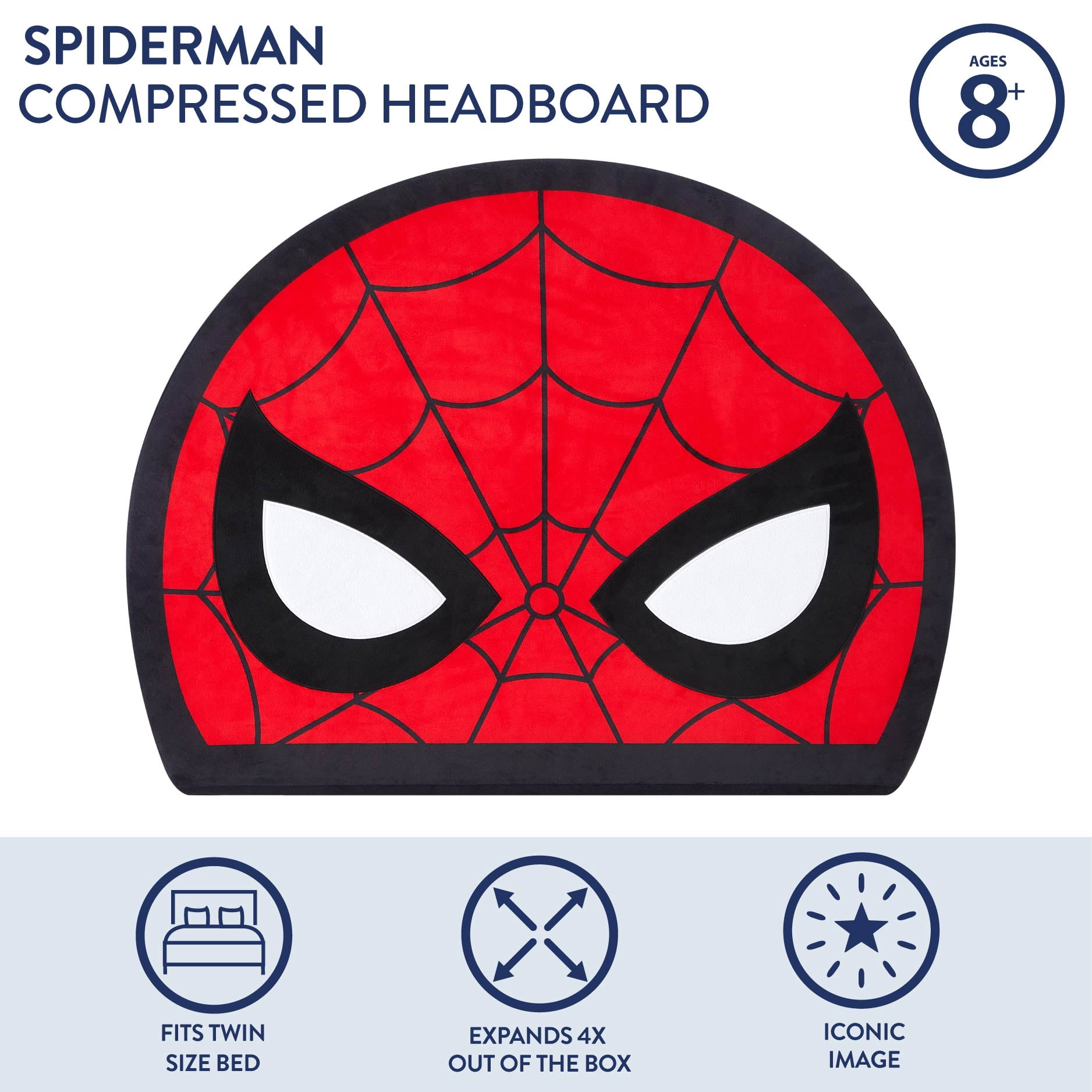 Spiderman Kids Figural Compressed Headboard, Twin Size