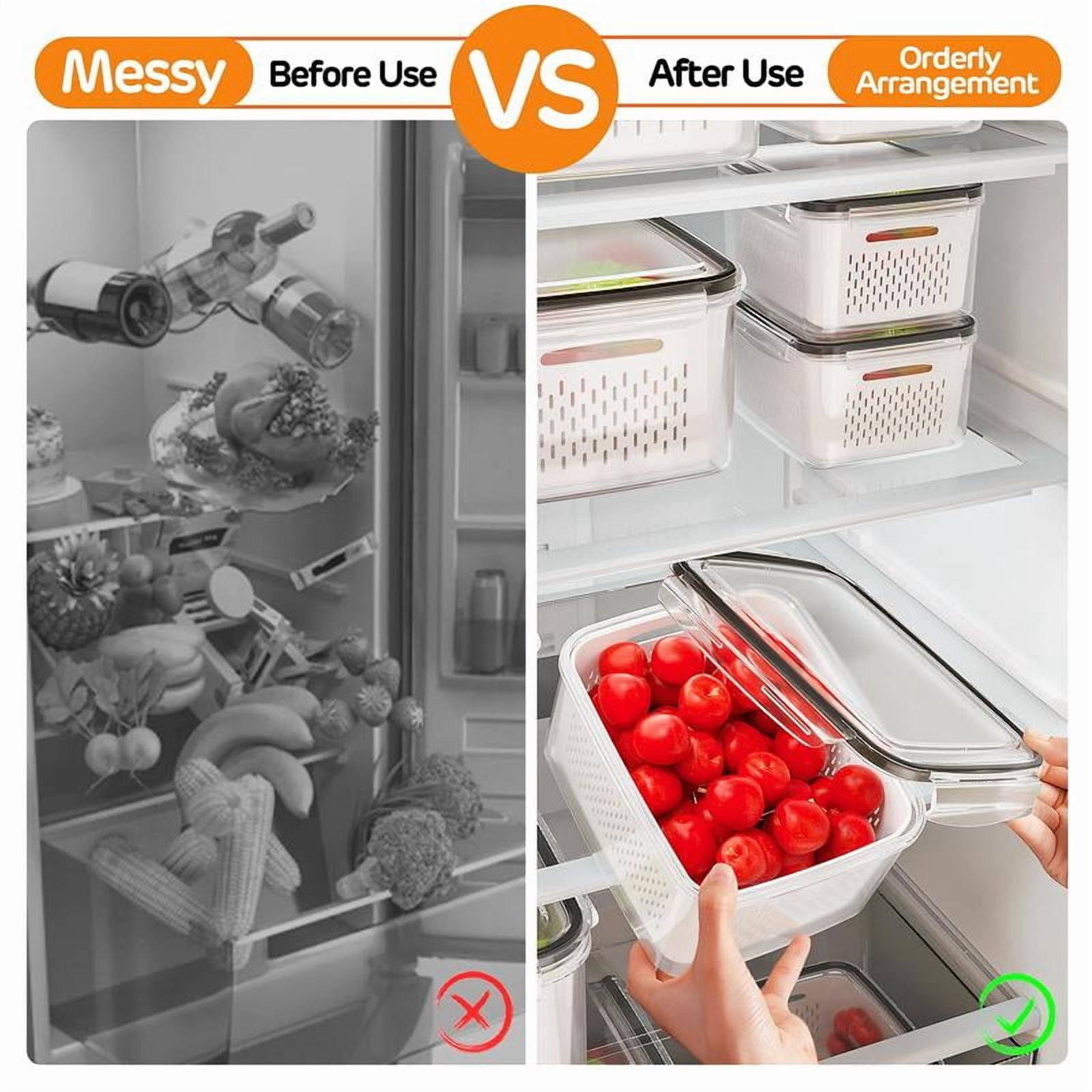 Fruit & Vegetable Storage Box, 6 Counts Double Layer Drainage Box,Kitchen Accessories Storage Organizer, Household Essentials,Containers Utensils