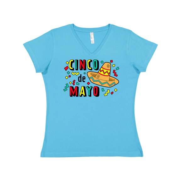 Inktastic Happy Cinco De Mayo-sombrero Women's V-Neck T-Shirt