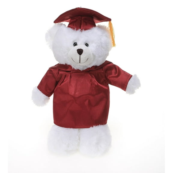 Made by Aliens Personalized White Bear Stuffed Animal Plush Toy – Perfect Gift for Graduation Name or Your School Logo on Gown, Best for Any Grad School Kids 12 Inches