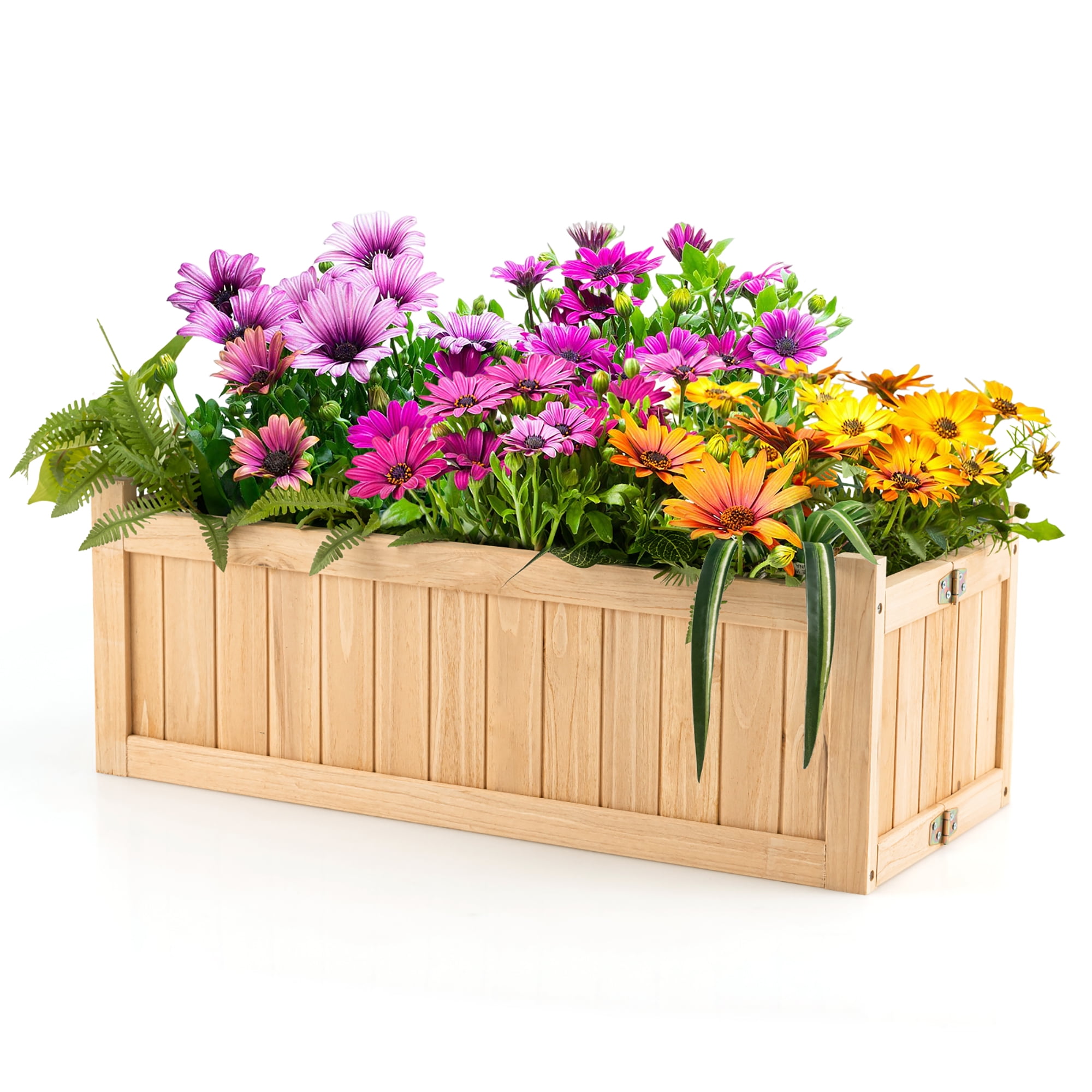 Image of Wooden planter box with flowers