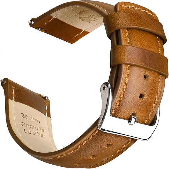 DESIGNICE Quick Release Leather Watch Bands,Genuine Top Grain Leather Watch Strap for Men and Women,White
