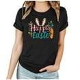 thumbnail image 3 of VBTAPA Happy Easter Shirts for Women Funny Cute Bunny Shirt 2025 Easter Tshirt Rabbit Graphic T Shirts Trendy Casual Short Sleeve Tops Lightning Sales of The Day Black XL, 3 of 6