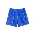 thumbnail image 5 of Sholeno Kids Girls Sequin Shorts Sparkly Hip Hop Jazz Dance Shorts Glitter High Waist Rave A Line Hot Pants Blue 16, 5 of 7