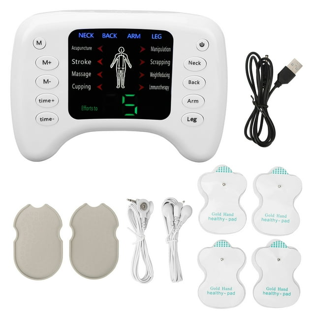 Masajeador de pulso electrónico ajustable de 15 velocidades, 8 modos, temporizador, doble salida, estimulador muscular, masajeador de pulso.