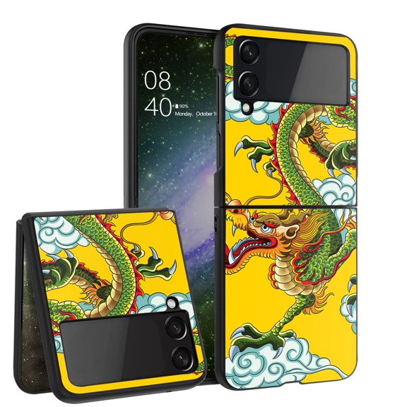 ANJ  Hard Protective Printed Case Cover Compatible with Samsung Galaxy Z Flip 4 - Chinese Dragon