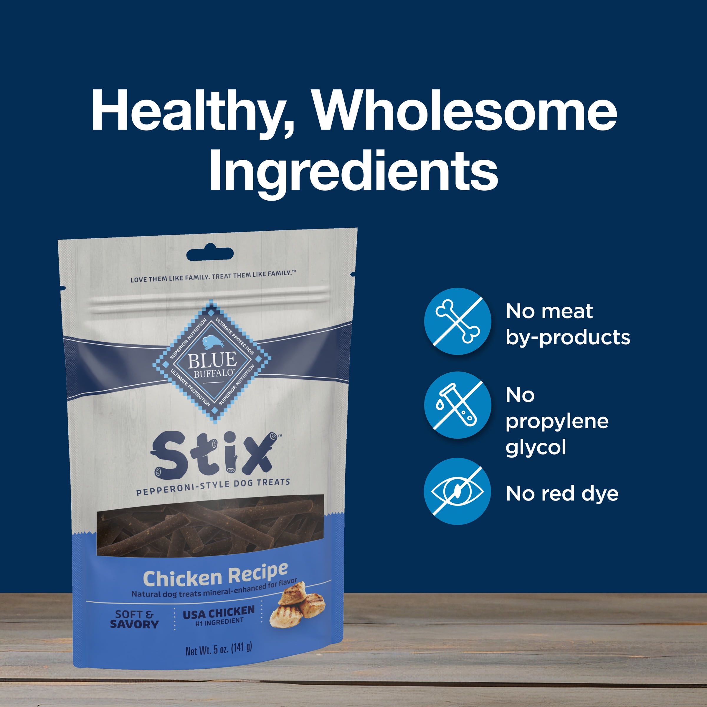 (8 pack) Blue Buffalo Stix Pepperoni-Style Dog Treats, Chicken Recipe, 5-oz. Bag