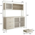 thumbnail image 6 of MONSLIPA Kitchen Pantry Storage Cabinet, Sideboard Buffet with Hutch, Metal Mesh Door and 3 Storage Drawers, Oak, 6 of 8