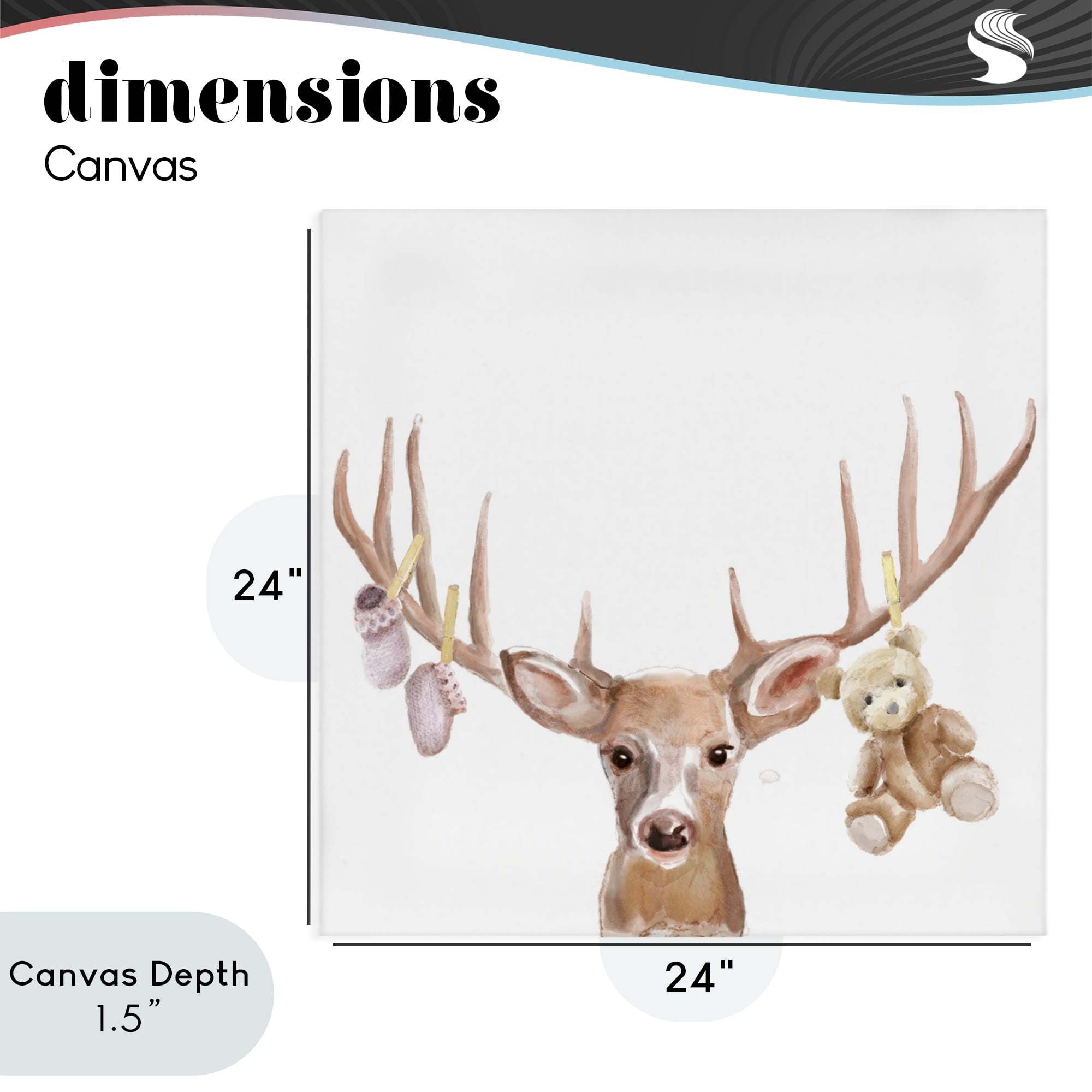Stupell Industries Baby Girl Deer Antlers Canvas Wall Art, design by Ali Lynne