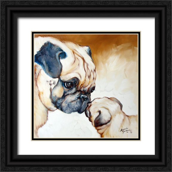 Baldwin, Marcia 12x12 Black Ornate Wood Framed with Double Matting Museum Art Print Titled - Pug 2