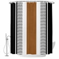 thumbnail image 2 of Modern Brown Black Shower Curtain, Waterproof Shower Curtains for Bathroom, Boho Contemporary Geometric Striped Washable Fabric Cloth Bathroom Curtain Set Bathtub Decor with Hook 48''x72'', 2 of 9