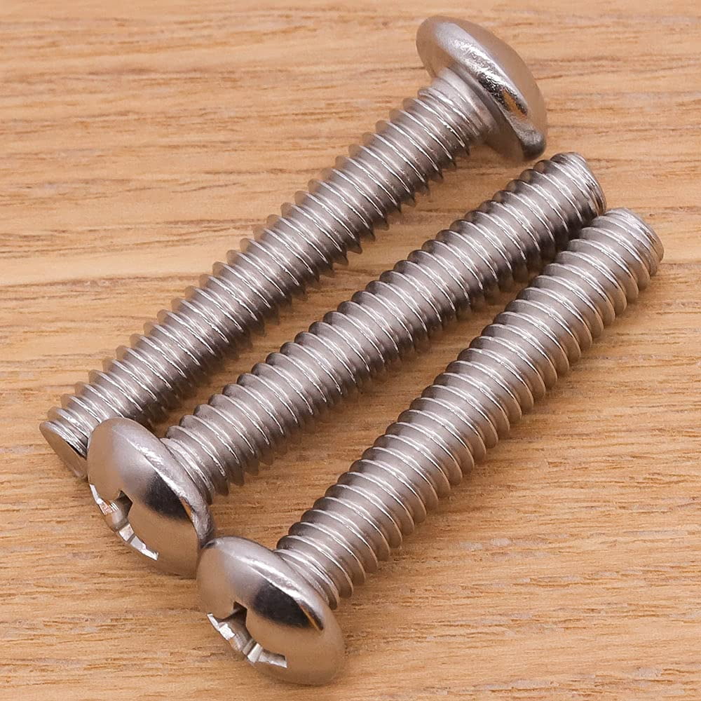 1/4-20 x 1-1/2 Inch Pan Head Machine Screws, Cross Recessed Drive, 304 Stainless Steel 18-8, Bright Finish, Fully Threaded, 25 Pieces Pack