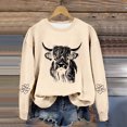 thumbnail image 2 of Goindgs Women's Fashion Hoodies Sweatshirts Western Cow Print Long Sleeve Fall Winter Warm Hoodies Relaxed Slouchy Womens Sweatshirt A-Beige XXL, 2 of 4