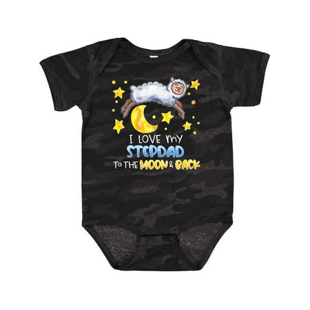

Inktastic I Love my Stepdad to the Moon and Back Cute Sheep Gift Baby Boy or Baby Girl Bodysuit