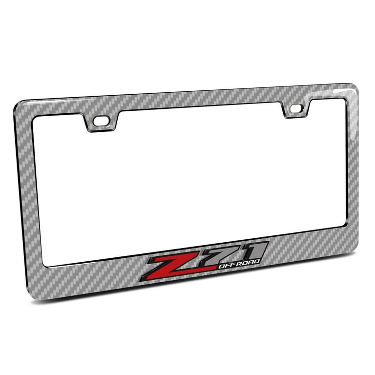 IPick Image Chevrolet Z71 License Plate Frame - Black Carbon Fiber Look, ABS Plastic, Officially Licensed
