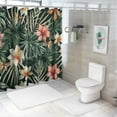 thumbnail image 7 of Orinice  Dark Green Shower Curtain,Beach Cheerful Tropical Green Leaves Palm Trees and Flowers Bird Paradise Shower Curtains for Bathroom with 12 Hooks 36x72, 7 of 7