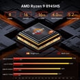 thumbnail image 3 of Thdeukoty MQ9 Mini PC Ryzen 9 8945HS, Upto 5.2GHz, Desktop Computers with 16G DDR5 RAM 512G SSD, Win 11 Pro/WiFi 6E/BT 5.3/Dual 2.5G LAN/Oculink, Triple Display Display, 3 of 9