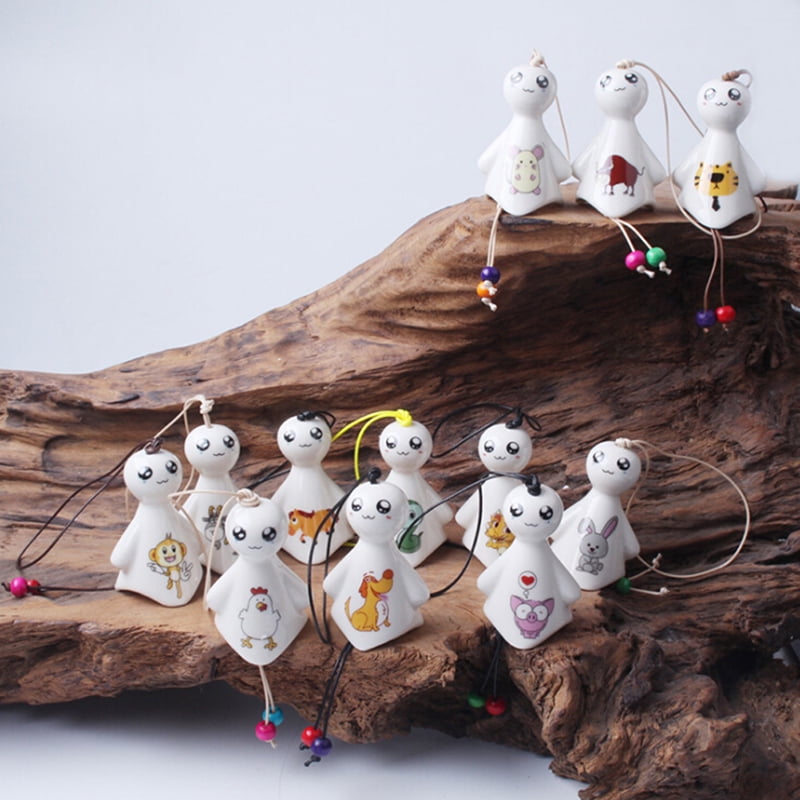 Hanging porcelain wind chimes outdoor bells gardens home decors sunny dolls 