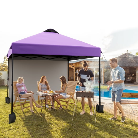 10x10 Ft Heavy Duty Pop Up Canopy Tent, Outdoor Gazebo with Vented Roof & Removable Sidewall, Waterproof Silver Coating, Height Adjustable with Wheeled Carry Bag
