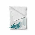 thumbnail image 2 of Japanese Wave Soft Flannel Fleece Throw Blanket, East Oriental Watercolor Style Waves Pattern, Cozy Plush for Indoor and Outdoor Use, 70" x 90", Petrol Blue Baby Blue, by Ambesonne, 2 of 6