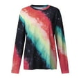 thumbnail image 4 of tklpehg Casual Long Sleeve Shirts for Womens Long Sleeve Autumn Winter Graphic Tee Tie Dye Printed Crewneck Casual Loose Pullover Shirts Red XL, 4 of 8