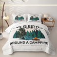 thumbnail image 2 of Catabedysis Minimal Camping Quilt Full,Campfire Tent Print Full Bedspread Sets For Boys,Multicolor,3 Pieces, 2 of 7