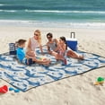 thumbnail image 5 of Extra Large Picnic Beach Blanket Waterproof Sand Proof Portable Outdoor Mat Blue Whales Seashells Stars 60x80, 5 of 9