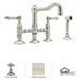 thumbnail image 2 of Rohl Italian Kitchen Acqui Three Leg Bridge Faucet With Cross Handles Sidespray And 9" Reach Column Spout In Polished Nickel, 2 of 2
