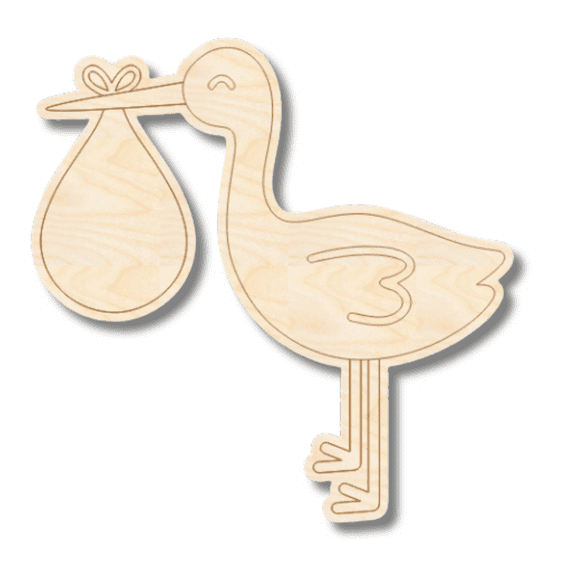 Unfinished Wood Etched Stork Shape 18" / 1/8"