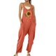 thumbnail image 1 of Gibobby pantalones siameses de pierna ancha Mono informal sin mangas para mujer, mono con cuello de y tirantes finos, pantalones largos elásticos, mono con dos bolsillos(Rosa， M), 1 of 4