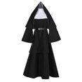 thumbnail image 1 of Halloween Nun Cosplay Costume 4-Pieces Set Nun Costume + Cape + Belt + Necklace Cosplay Costume-, 1 of 4