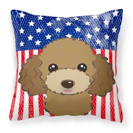 American Flag and Chocolate Brown Poodle Fabric Decorative