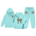 thumbnail image 6 of Fall 2 Piece Sweatshirt Set for Girls - Preppy Trendy Cheetah Print Bow Hoodie, 6 of 7