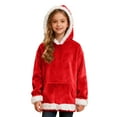 thumbnail image 3 of SRZYMJ Boys Flannel Hooded Pullover Sweatshirt Soft Cozy Casual Wear Youth Childrens Outerwear Jacket Top Red 6-7 Years, 3 of 7