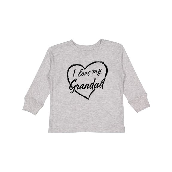 Inktastic I Love My Grandad in Black Chalk Heart Boys or Girls Long Sleeve Toddler T-Shirt