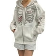 thumbnail image 6 of Douhoow Women Skeleton Hoodie Skull Sweatshirt Rhinestone Hoodie Gothic Skeleton Hooded Top, 6 of 9