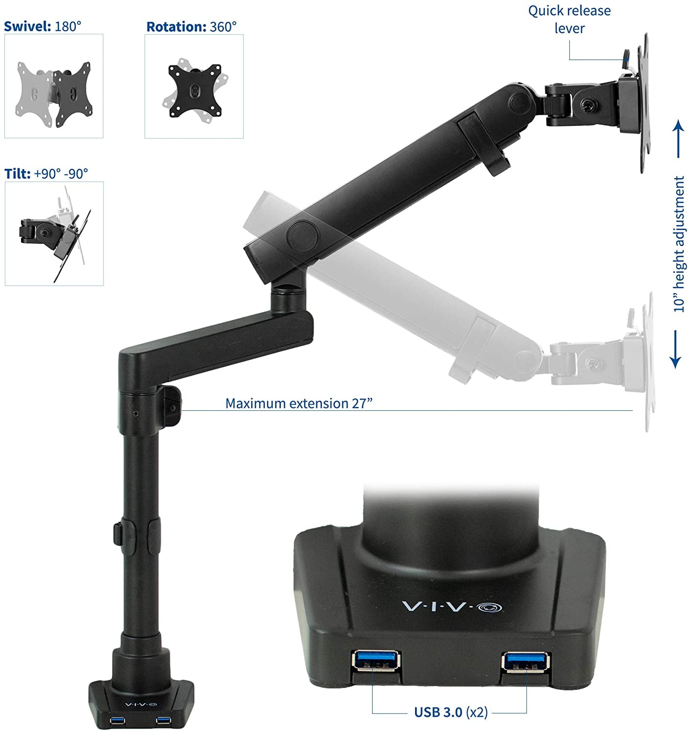 Single Monitor Desk Mount Stand 