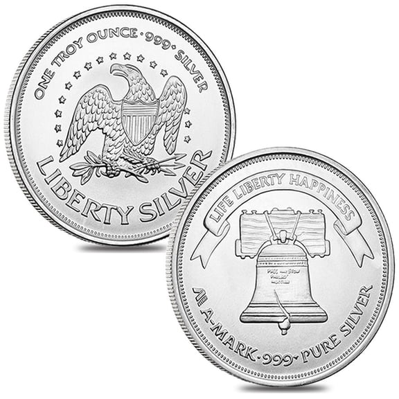 Lot of 2 - A-Mark 1 oz Silver Round .999 Fine