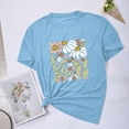 thumbnail image 2 of Blusas de Verano de las Mujeres Flor Impresa Cuello Redondo Manga Corta Superior, Verano Superior de las Mujeres, 2 of 4