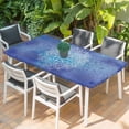 thumbnail image 2 of Boho Flowers Table Cloths for 5 Foot Rectangle Tables, Blue Floral Bohemian Vintage Country Patio Waterproof Elastic Fitted Tablecloths, Washable Rectangular Table Cover for Camping, 2 of 8