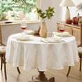 thumbnail image 2 of Newbridge Ivory Fancy Fall Leaves Damask Fabric Dining Tablecloth for Thanksgiving, 70 inch Round, 2 of 6