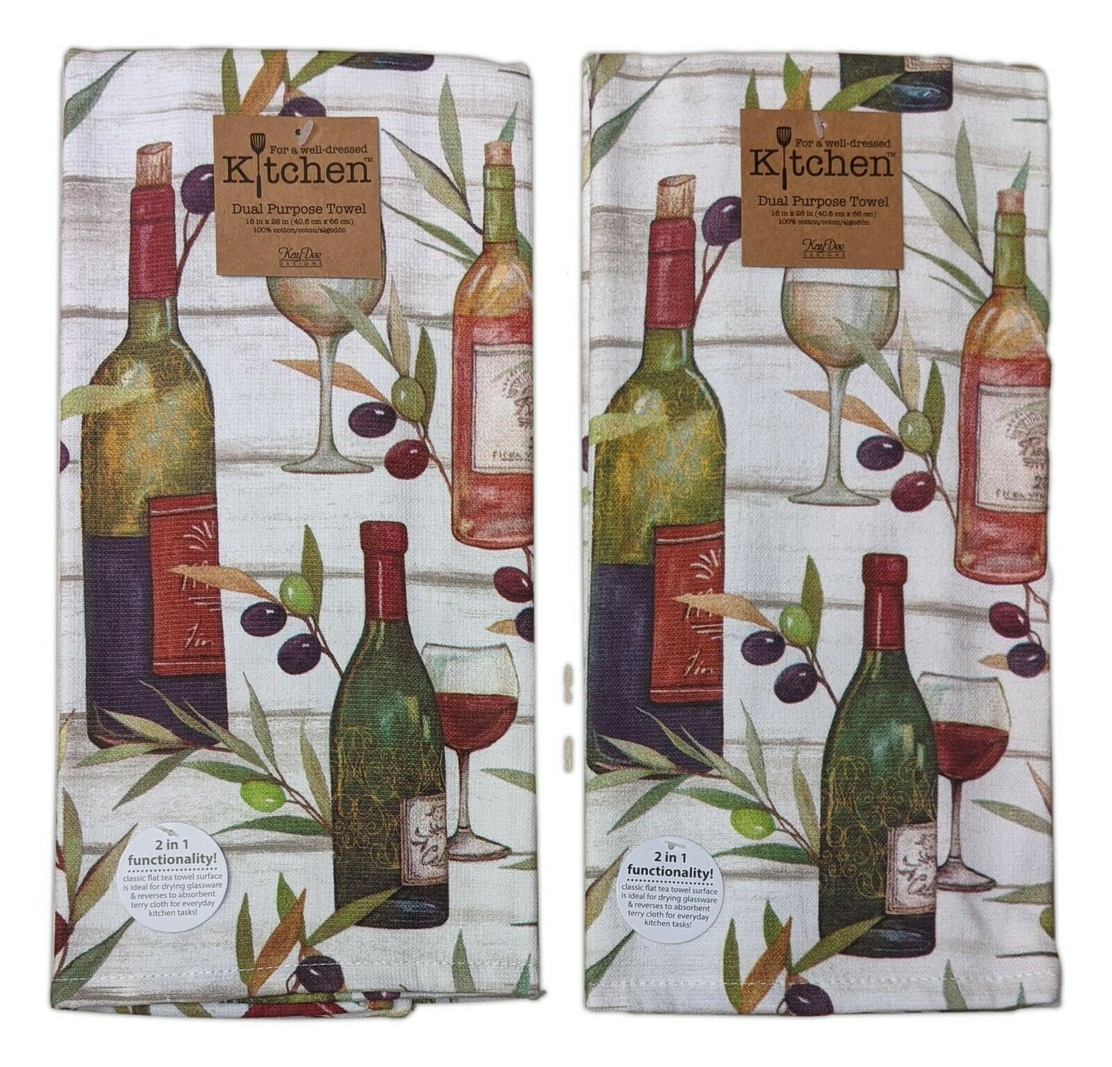 New with Tags A+Seller. Wine Bottles Kitchen Towel & Potholders Set 