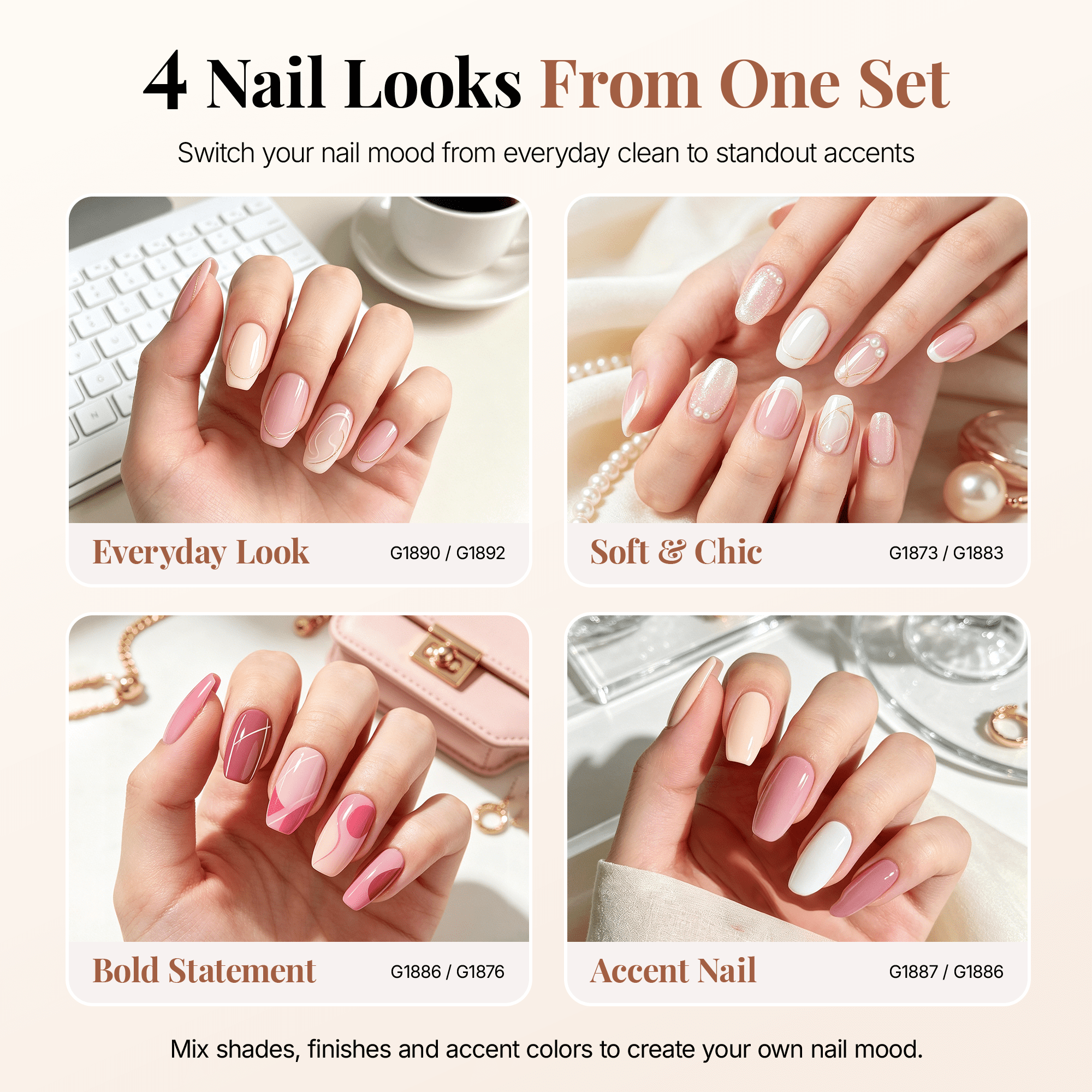Morovan Pink Gel Nail Polish Set with Base & Top Coat,10 Color Gift Collection for Salon DIY at Home Nails Gifts for Women