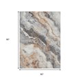 thumbnail image 3 of HomeRoots 618431 5 x 8 ft. Silver & Copper Abstract Washable Indoor & Outdoor Rectangle Area Rug, 3 of 5