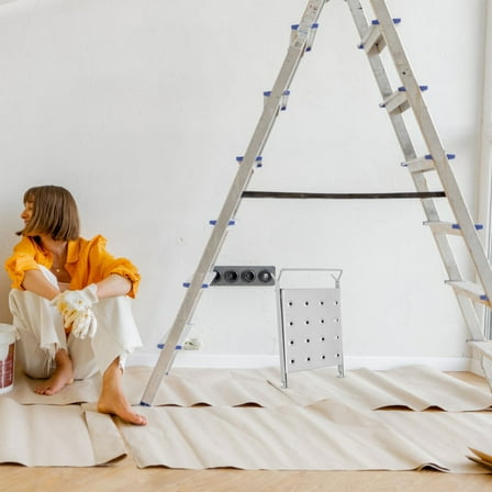 Amosfun Durable Iron Ladder Platform with Foldable Tool Tray for Home Use