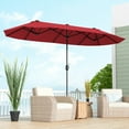 thumbnail image 4 of Gymax 13FT Double-sided Patio Umbrella w/ Crank Handle Umbrella Base Safety Lock Wine, 4 of 10
