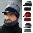 Sunisery Men Winter Warm Hat Knit Beanie+Bibs Fleece Lined Beanie with